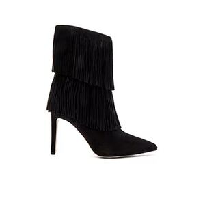 Sam Edelman Belinda black suede fringe stiletto booties